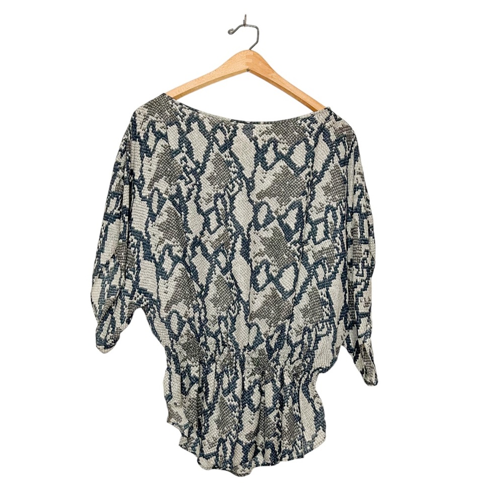 Parker Womens‎ Semi Sheer Snakeskin Print Silk Bubble Blouse Small S